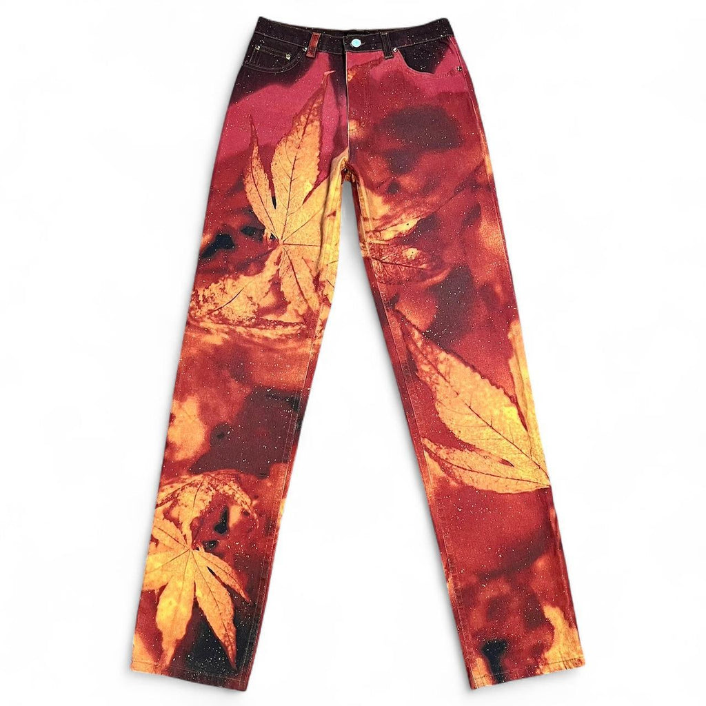 FW1999 Glowing ganja leaf jeans