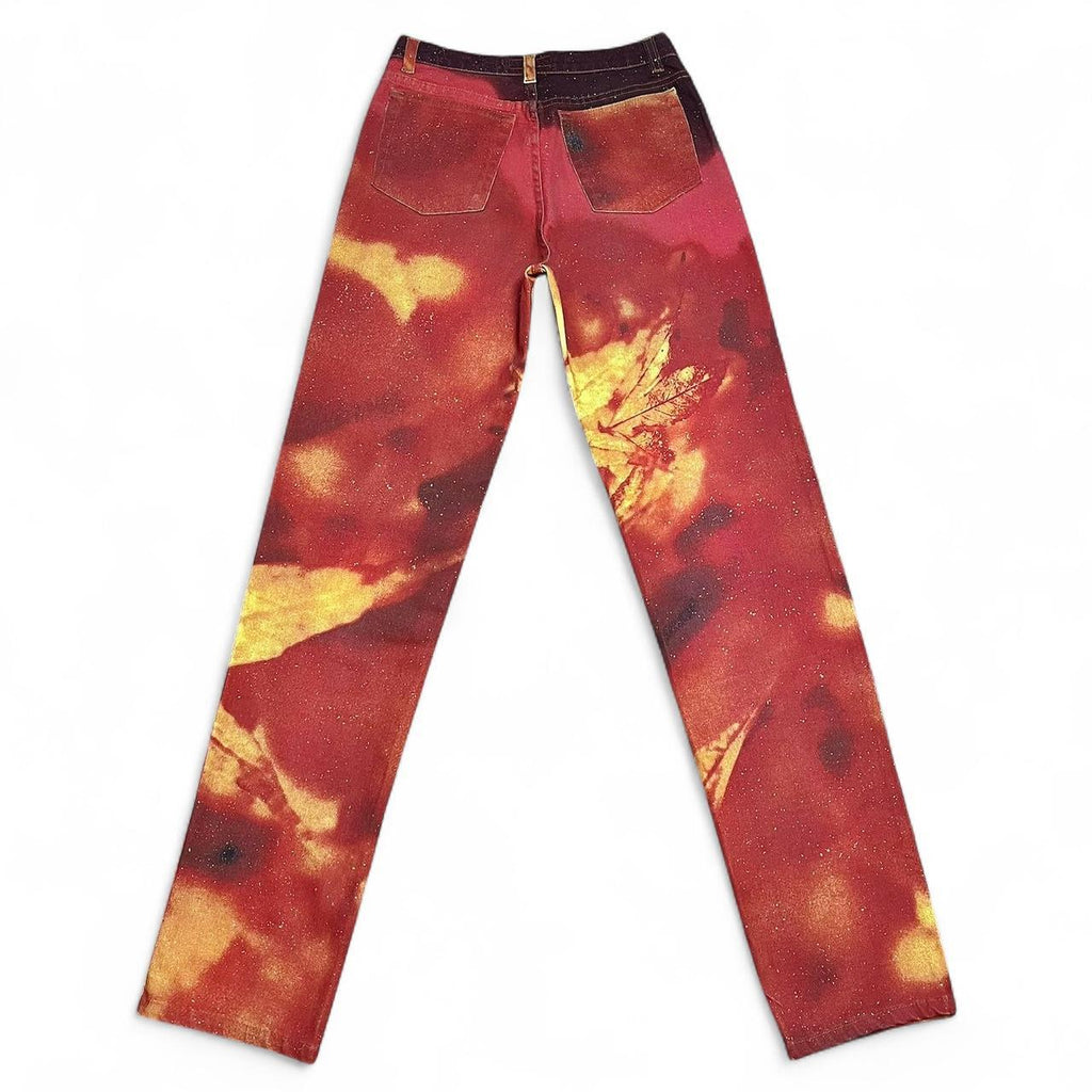 FW1999 Glowing ganja leaf jeans