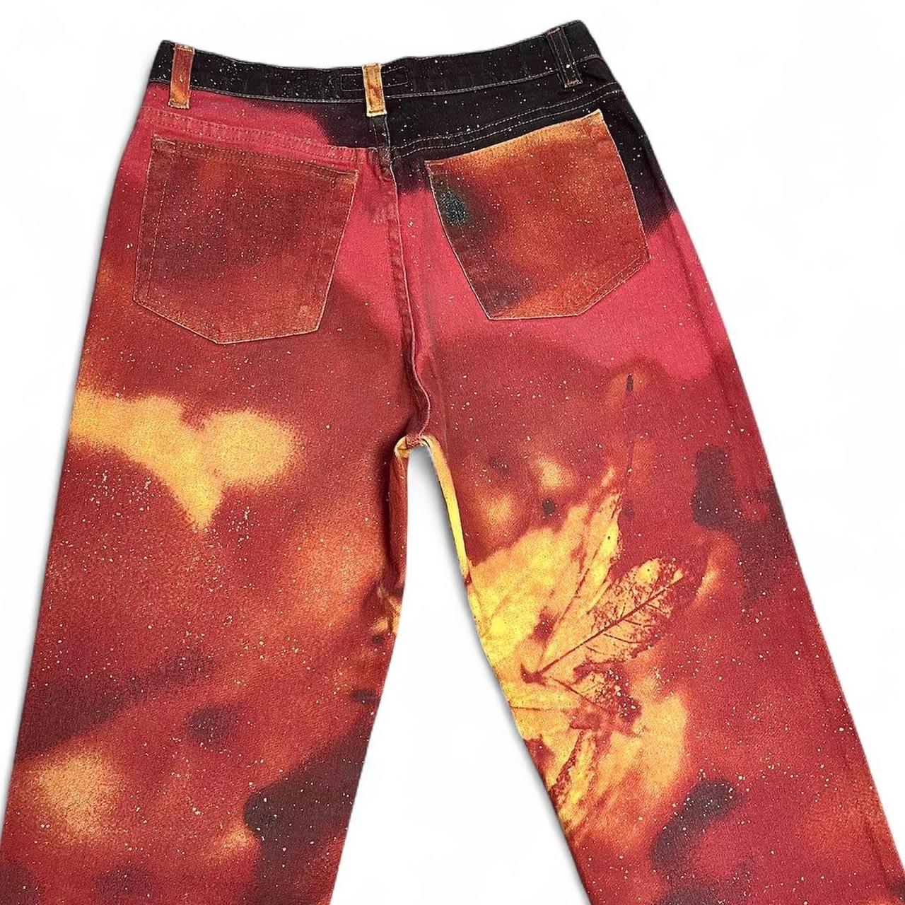 FW1999 Glowing ganja leaf jeans
