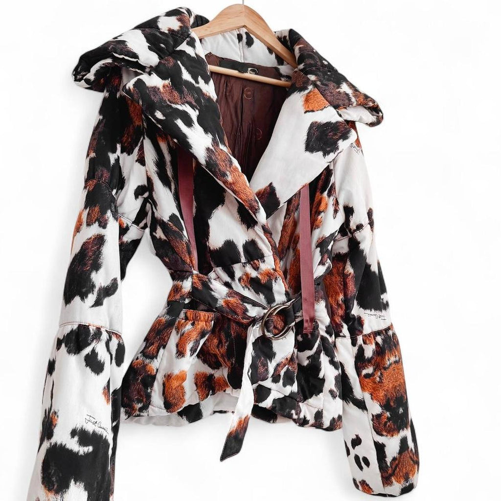 Cowhide-print puffer jacket