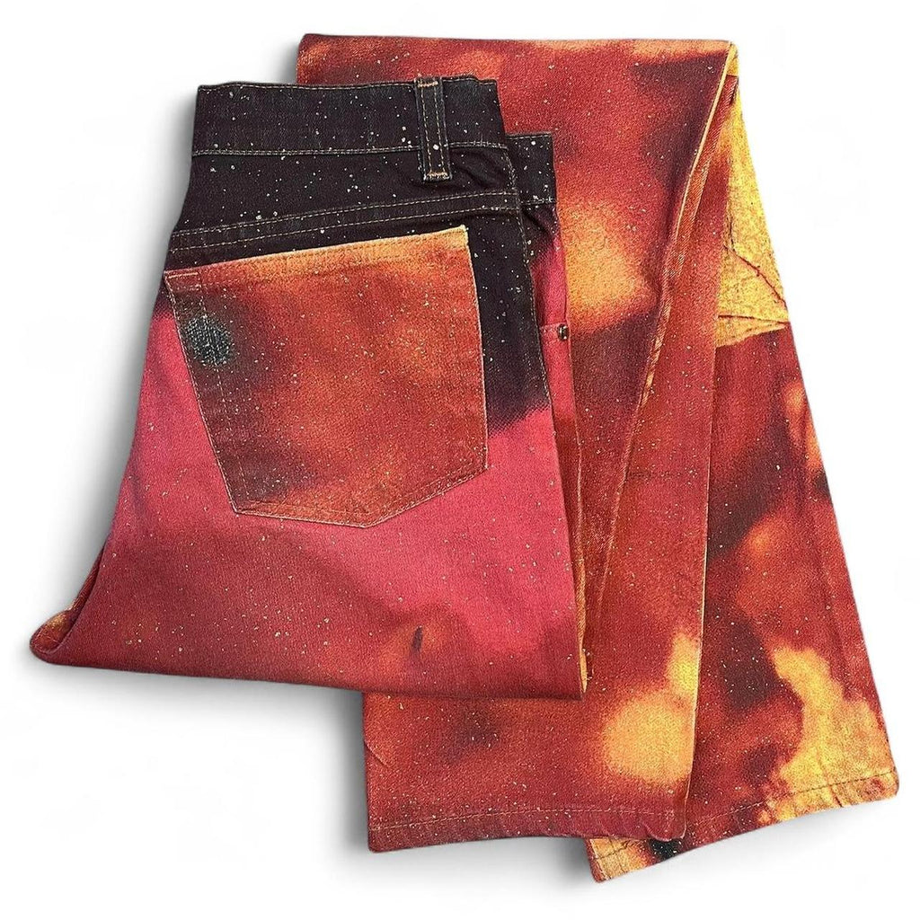 FW1999 Glowing ganja leaf jeans