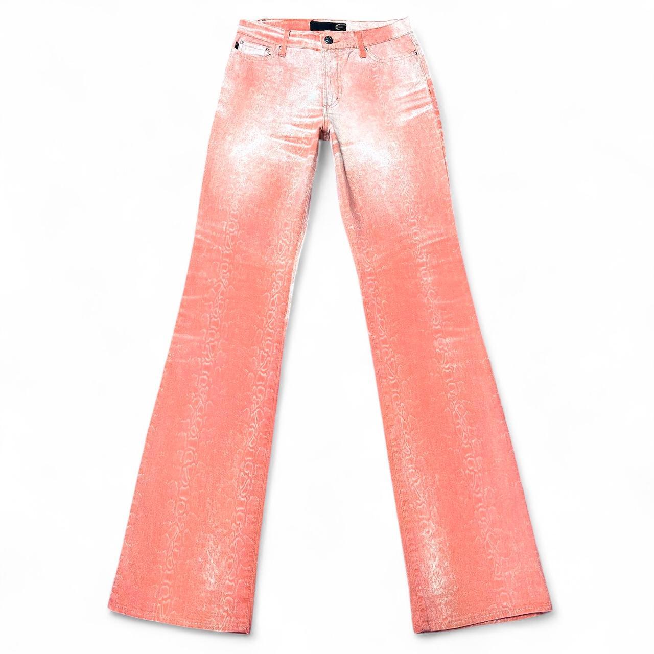 Ombré salmon snakeskin jeans