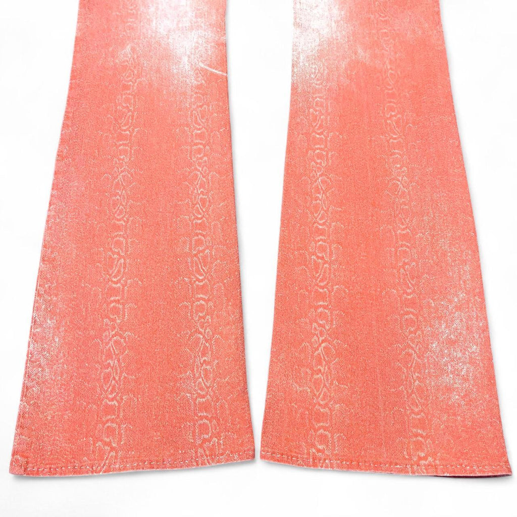 Ombré salmon snakeskin jeans