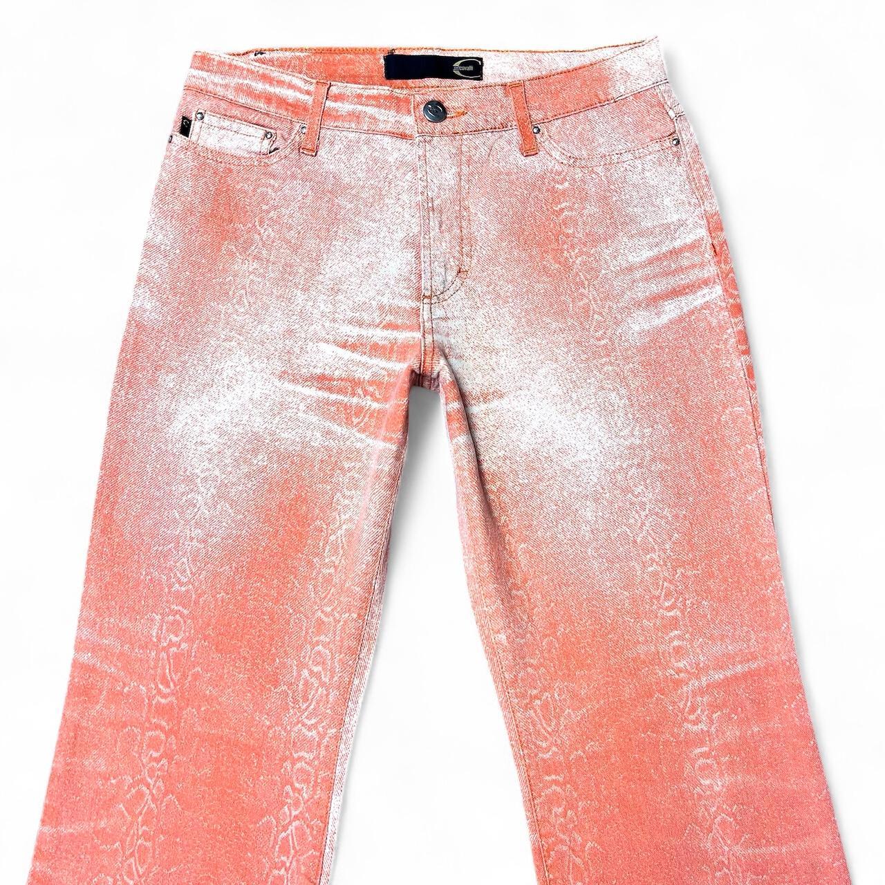Ombré salmon snakeskin jeans