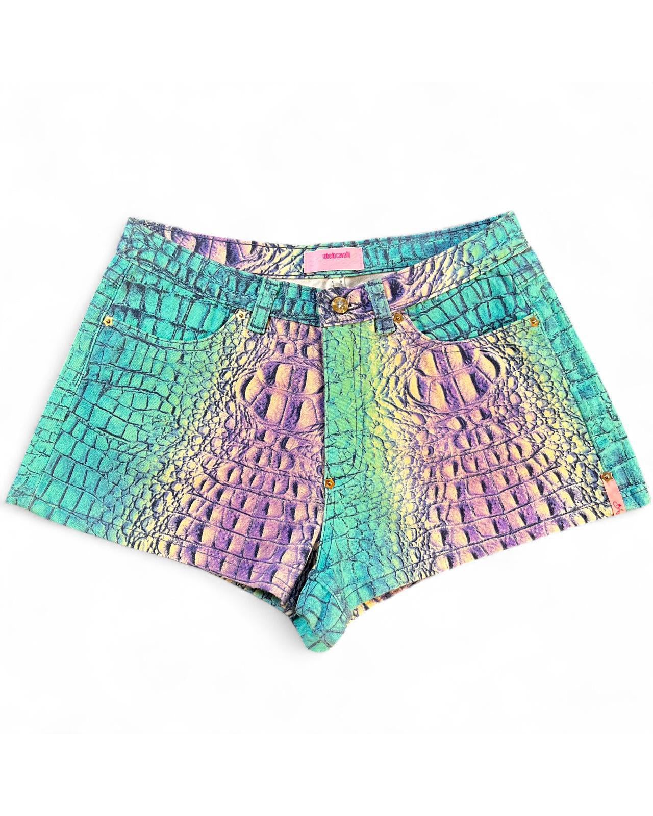 Micro mini 3D croc shorts
