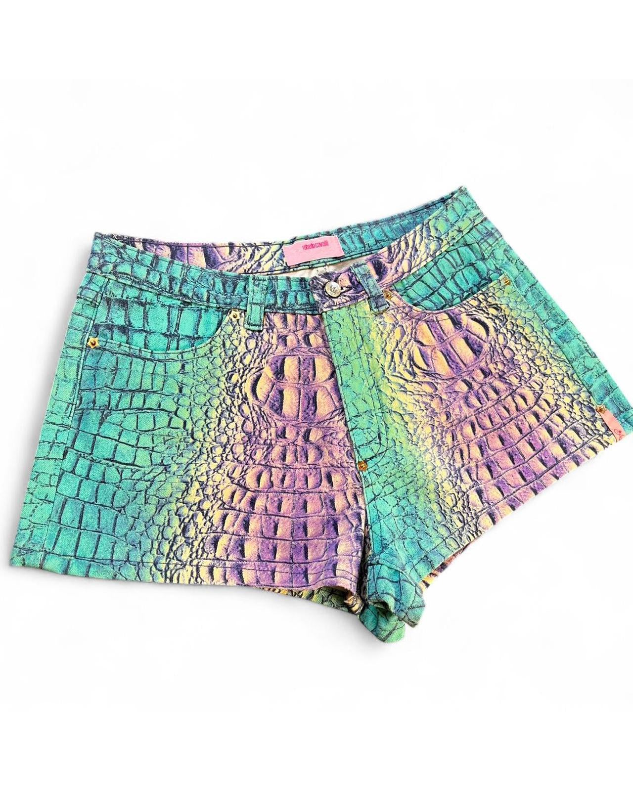 Micro mini 3D croc shorts