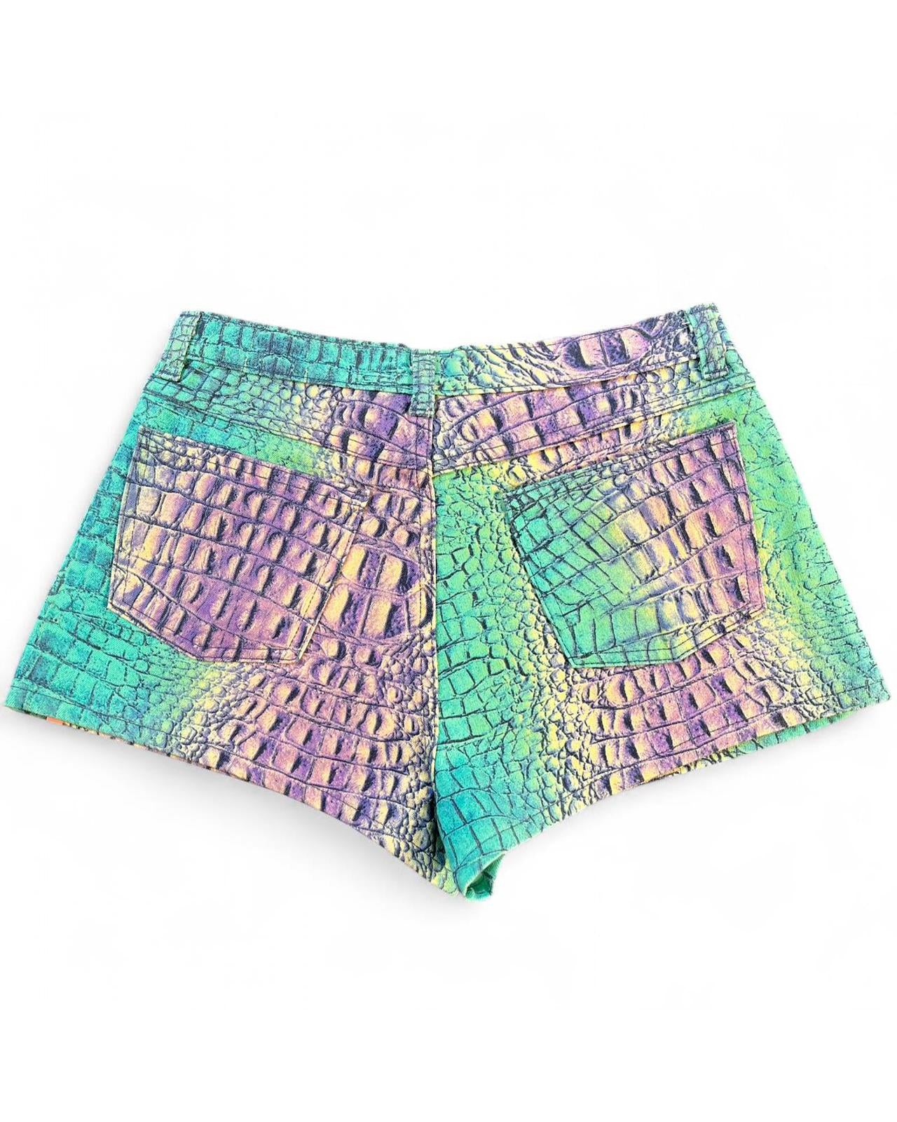 Micro mini 3D croc shorts