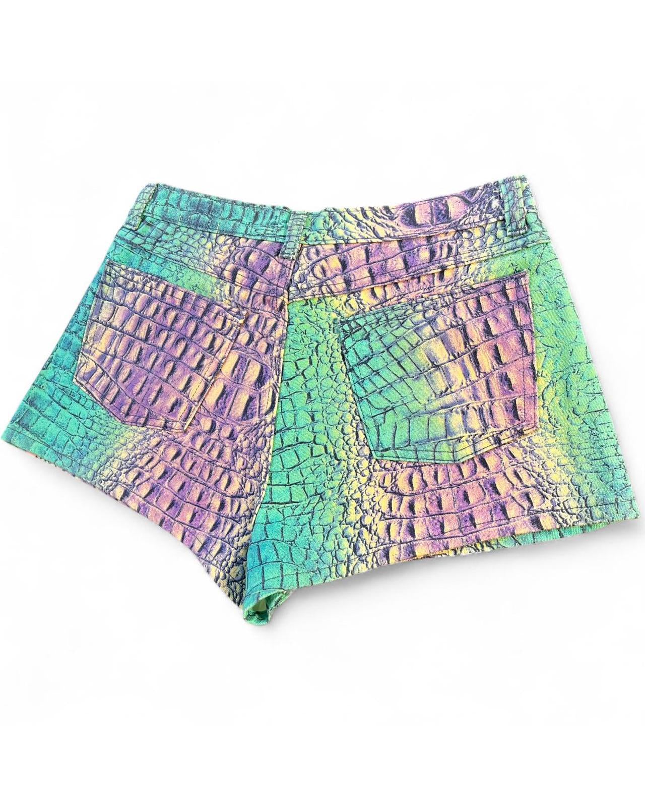 Micro mini 3D croc shorts