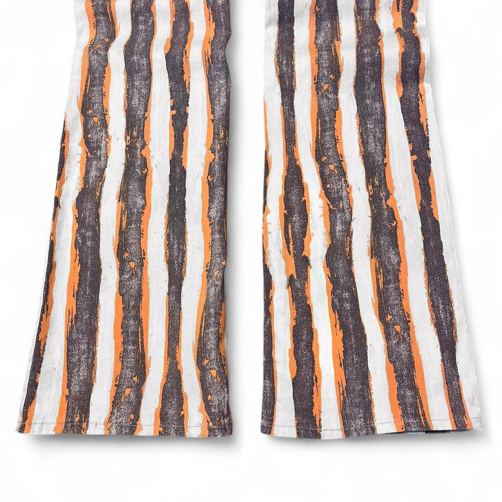 Striped paint illusion flare jeans