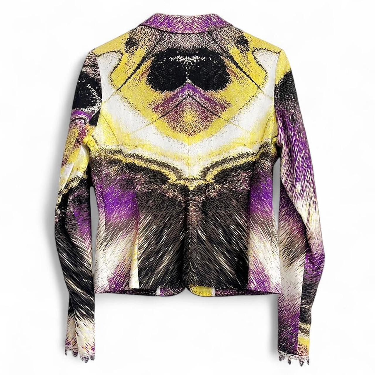 Multicolor butterfly-print beaded blazer