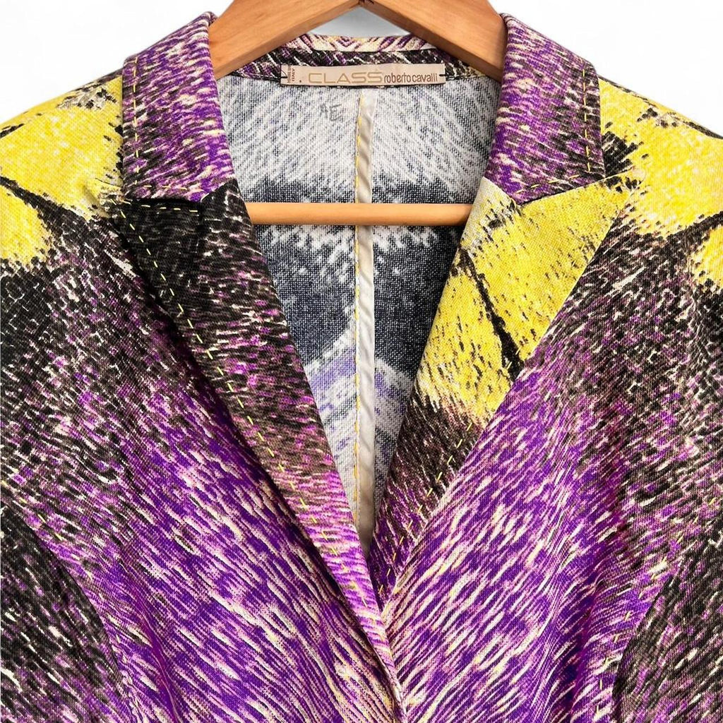 Multicolor butterfly-print beaded blazer