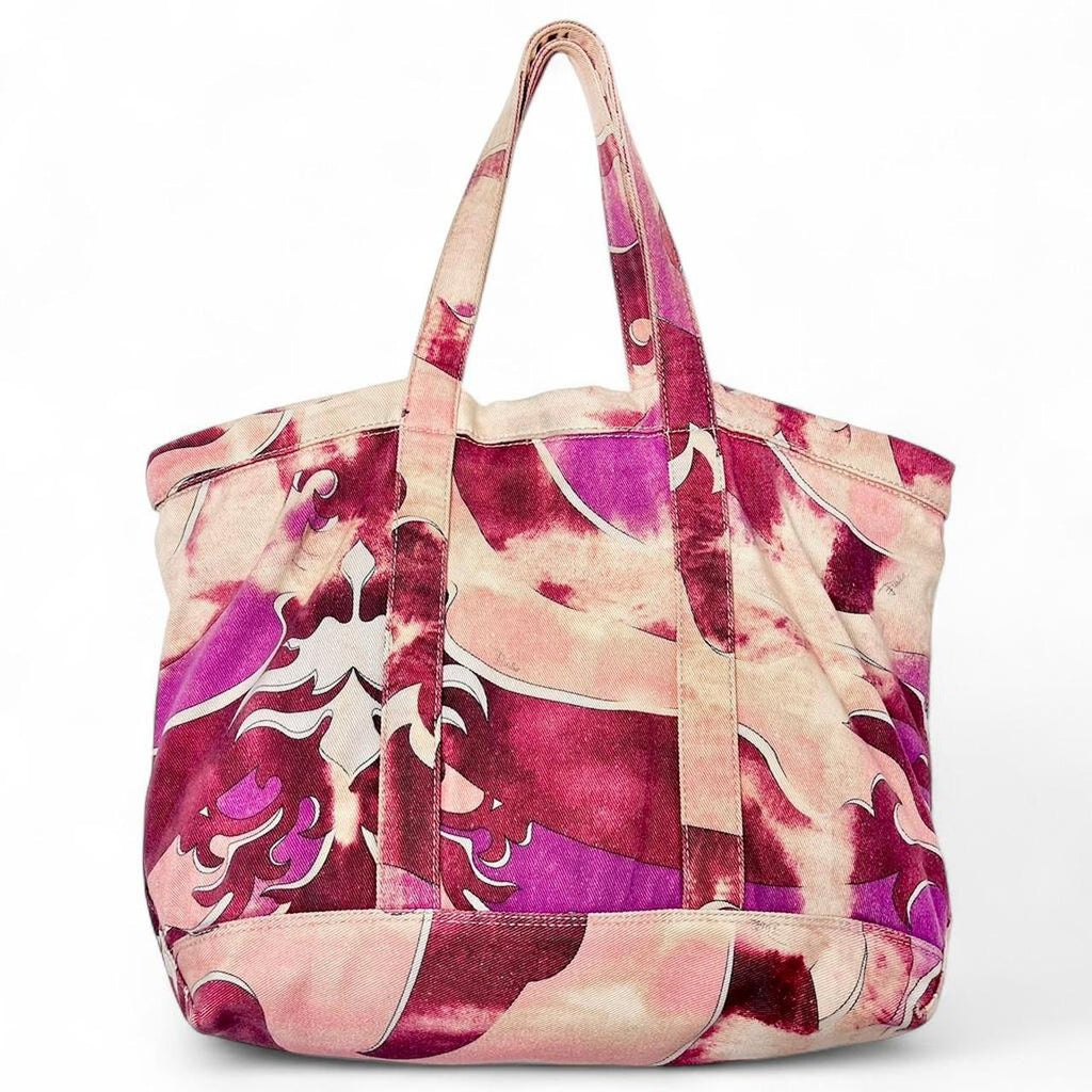 Tie-dye print denim weekender bag