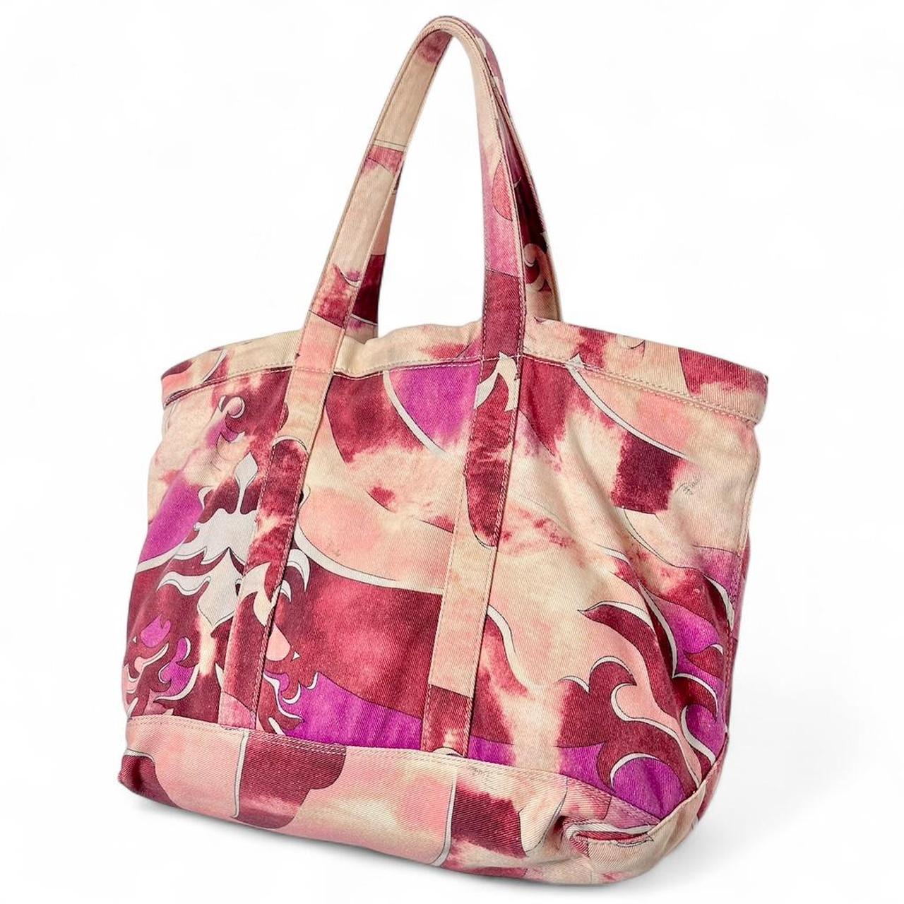Tie-dye print denim weekender bag