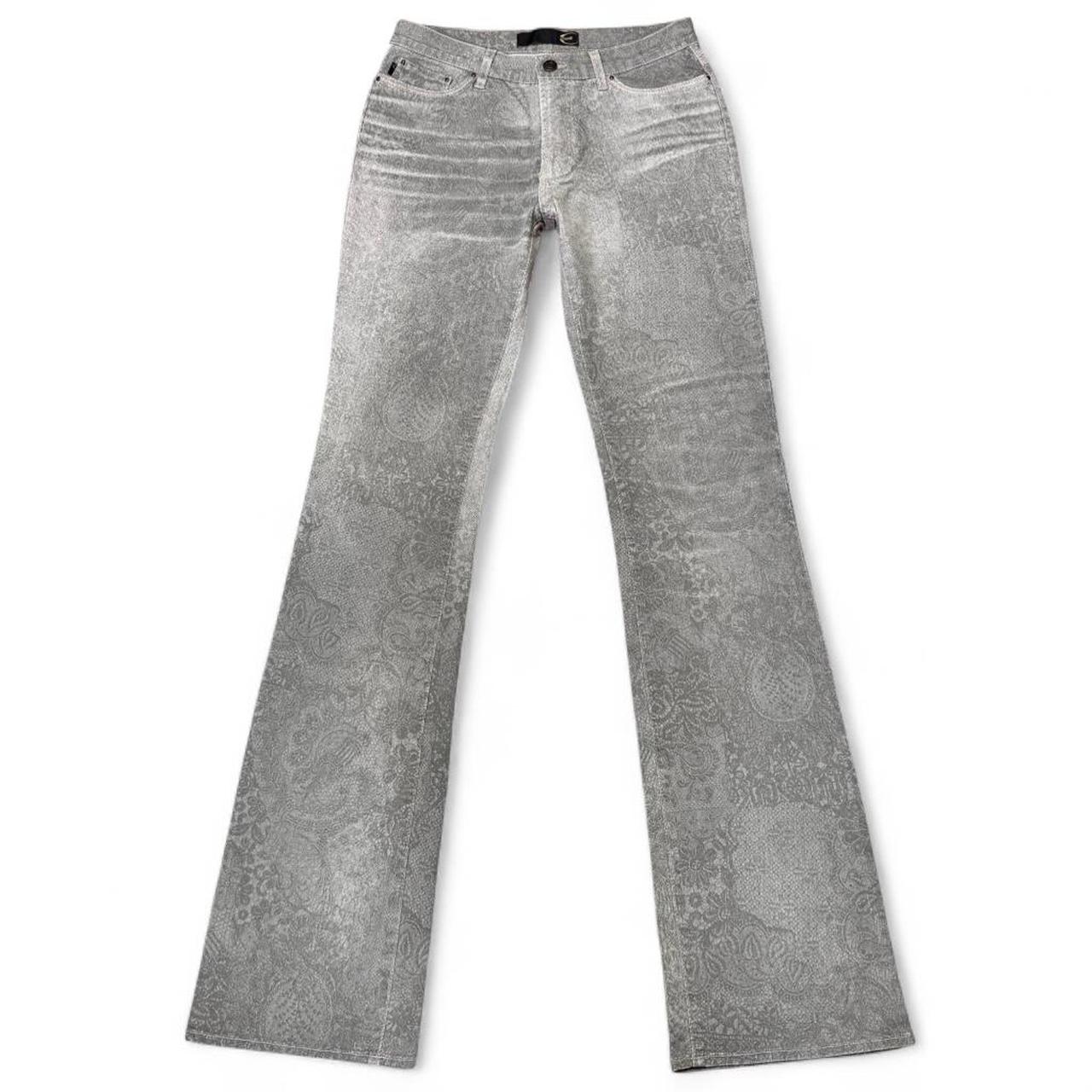 Gray ombré lace print jeans