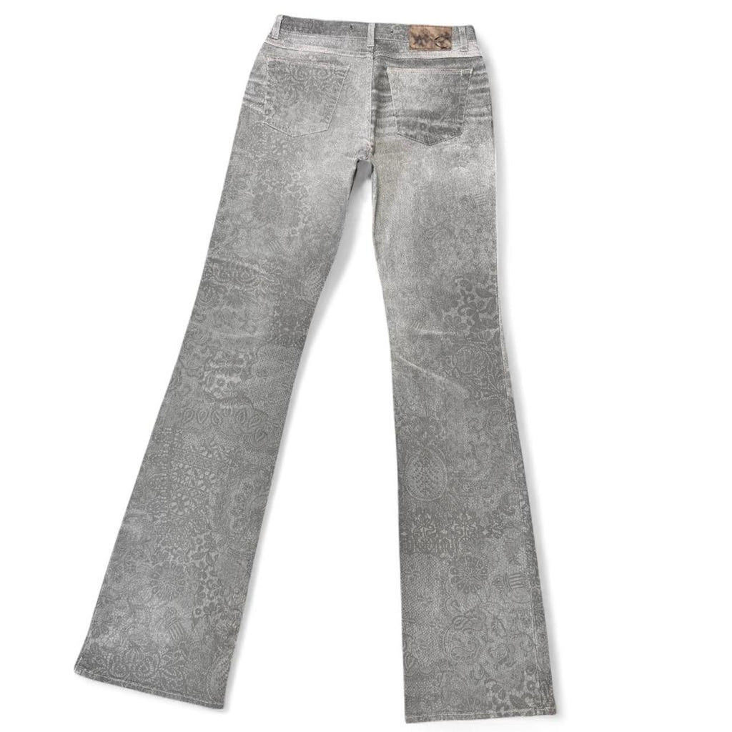 Gray ombré lace print jeans