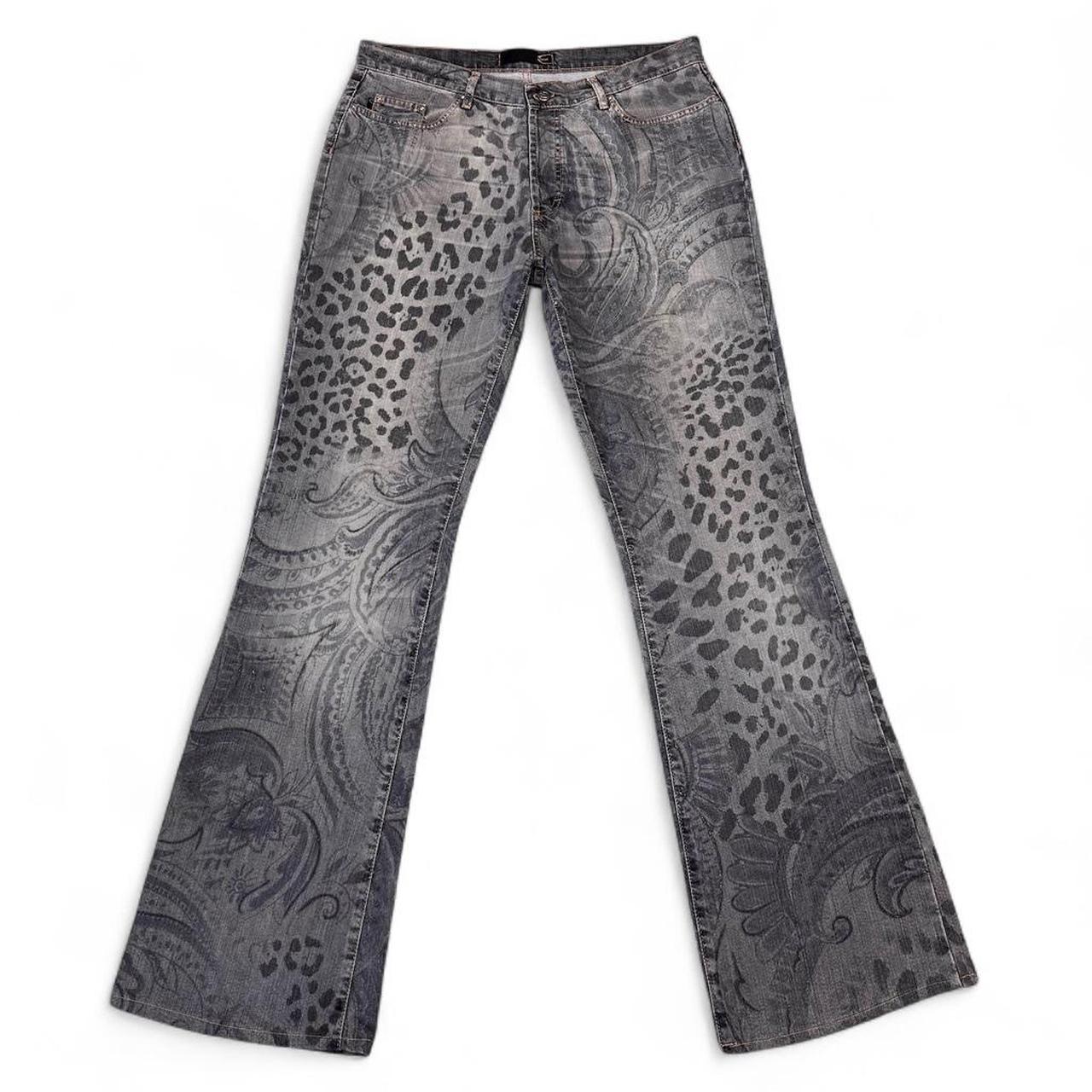 Leopard and paisley print flared jeans