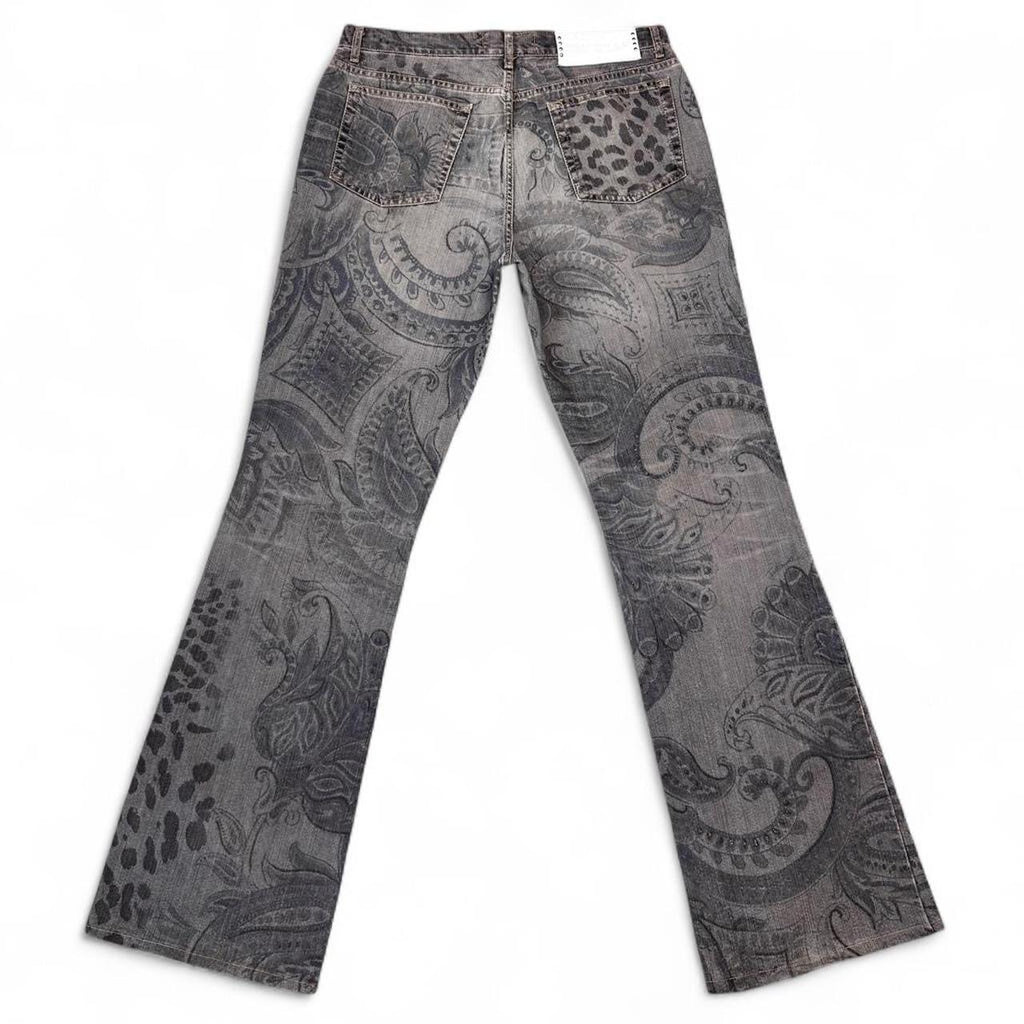 Patterned jeans on a white background