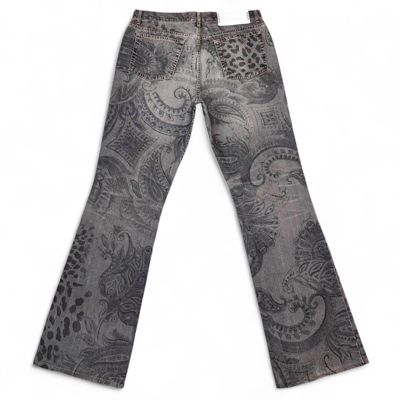 Patterned jeans on a white background