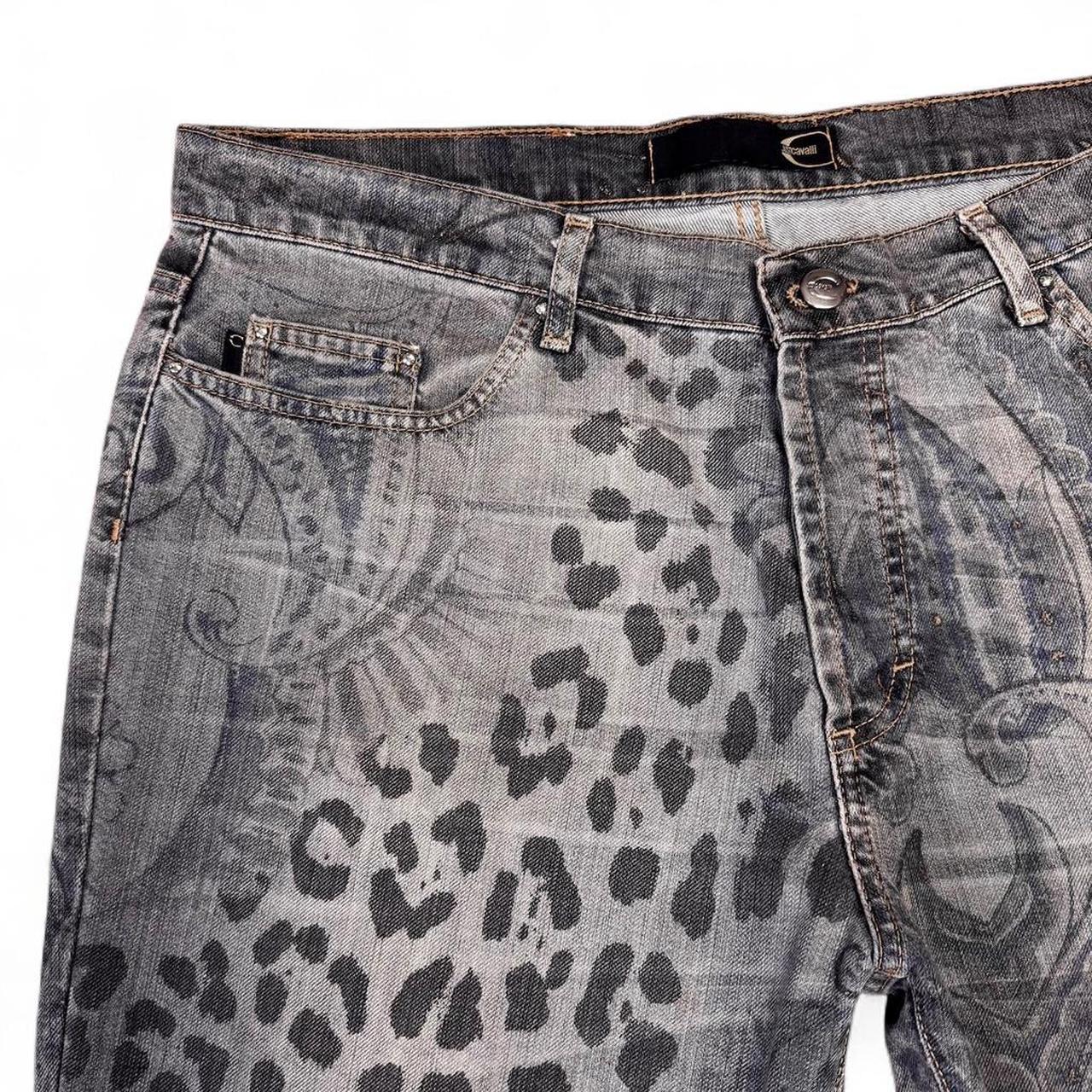 Leopard and paisley print flared jeans