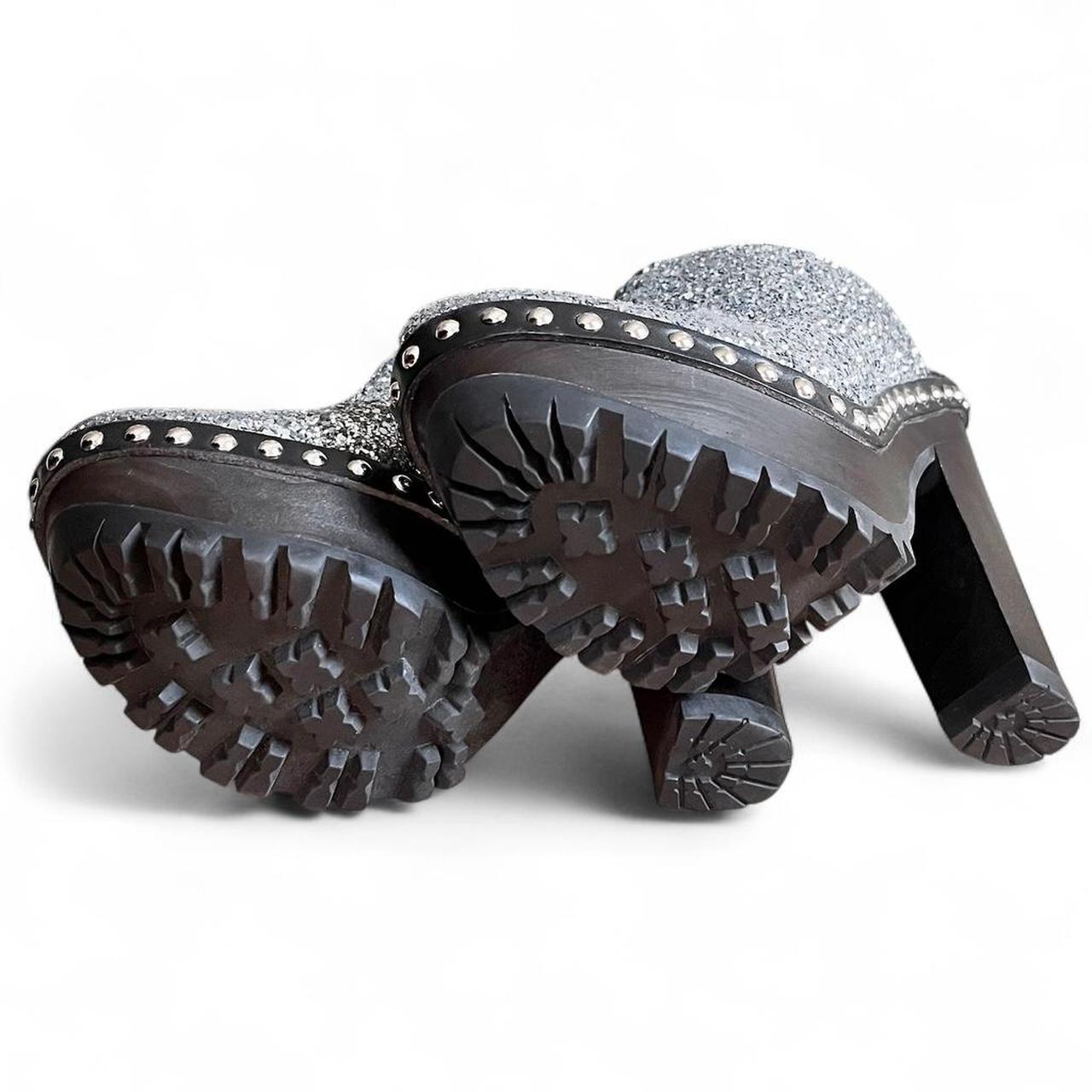 SS2010 Silver glitter studded platform mules (US 7)