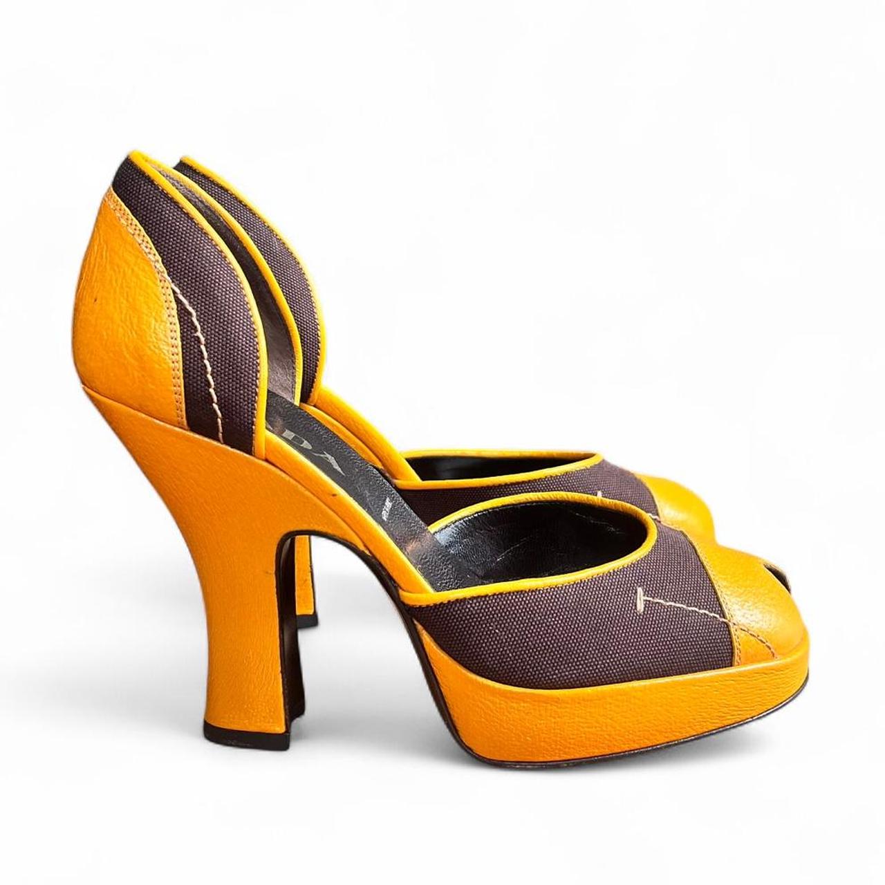 FW2000 Leather and canvas platform curve heels (US 8)