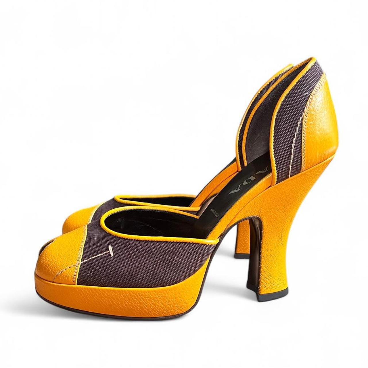 FW2000 Leather and canvas platform curve heels (US 8)