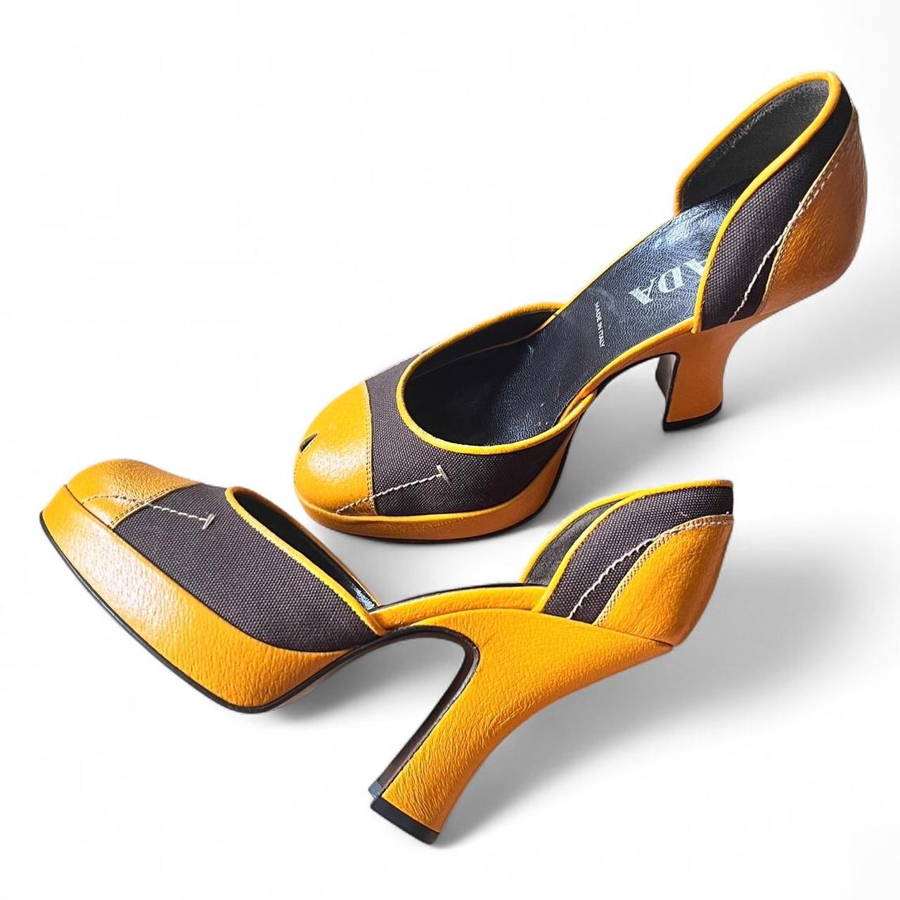 FW2000 Leather and canvas platform curve heels (US 8)