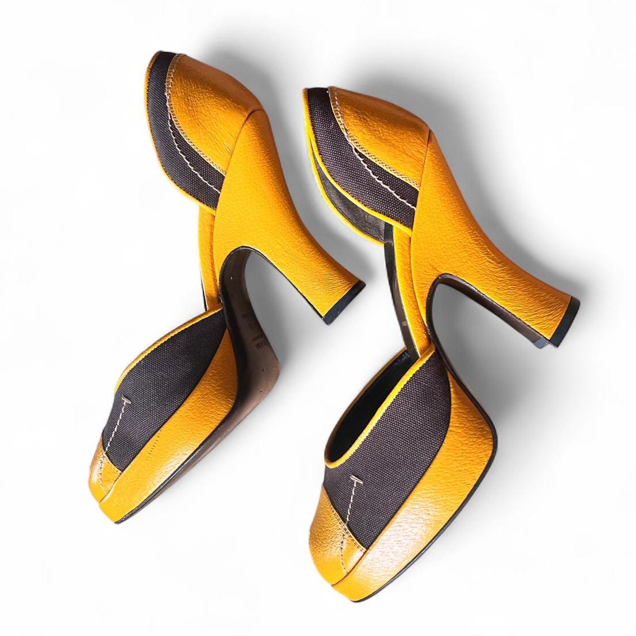 FW2000 Leather and canvas platform curve heels (US 8)