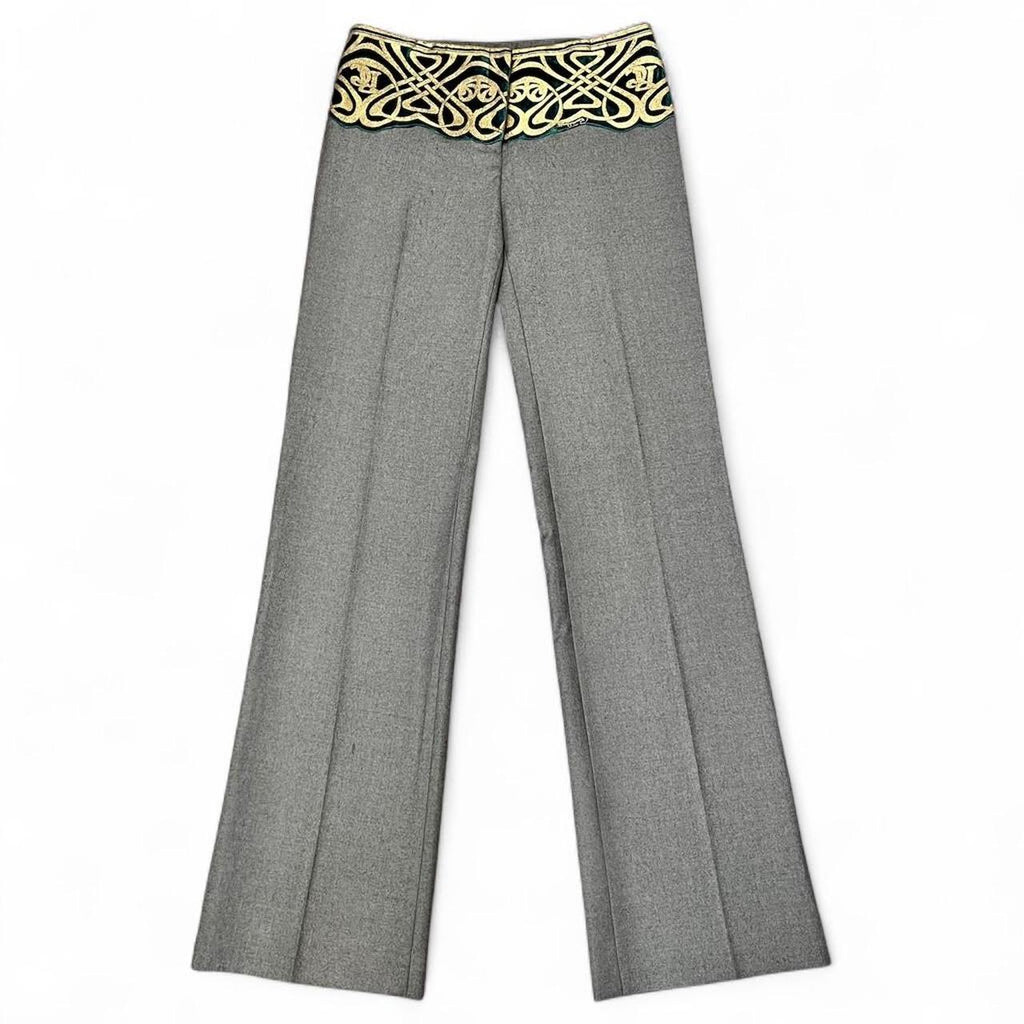 Charcoal trousers with gold Celtic weave