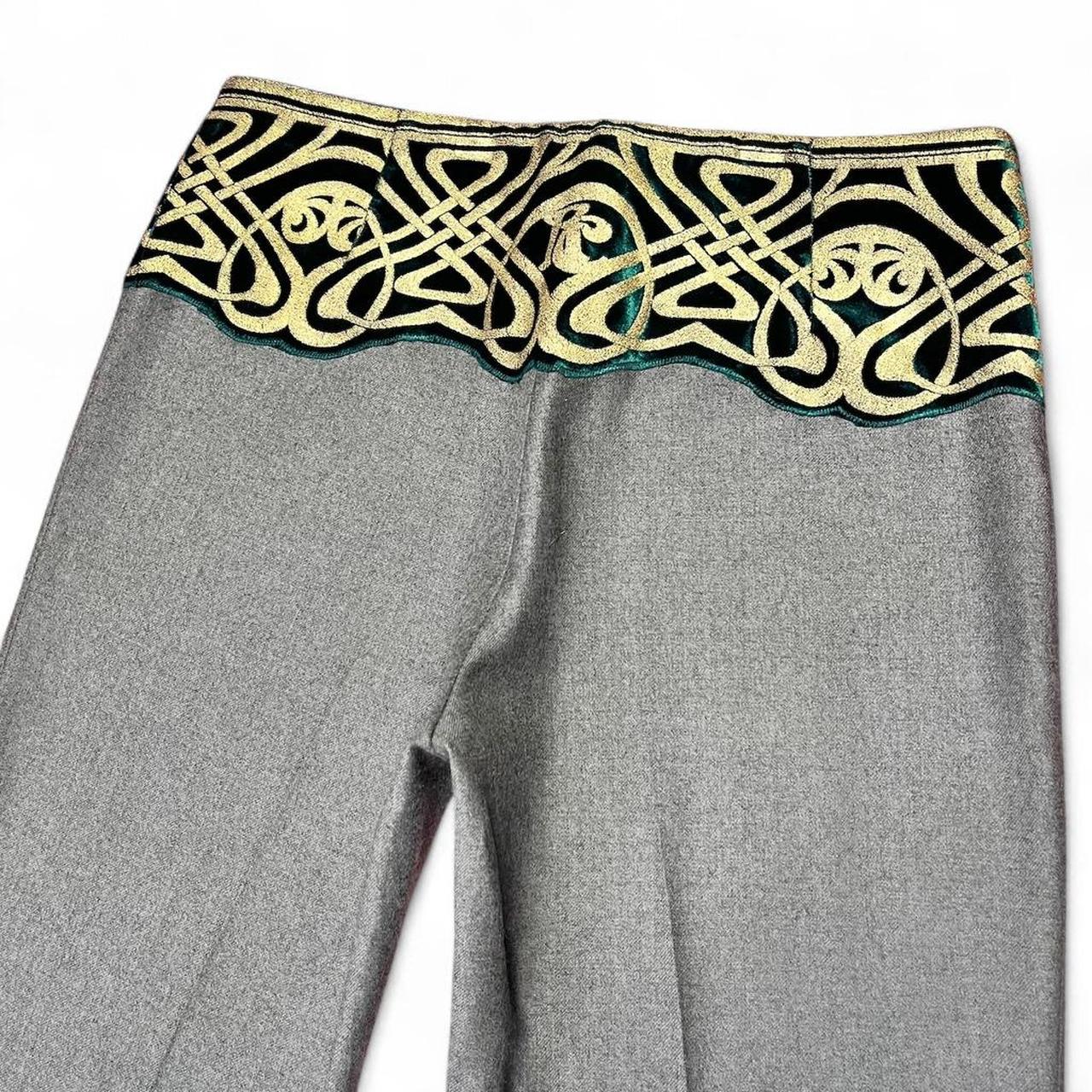 Charcoal trousers with gold Celtic weave